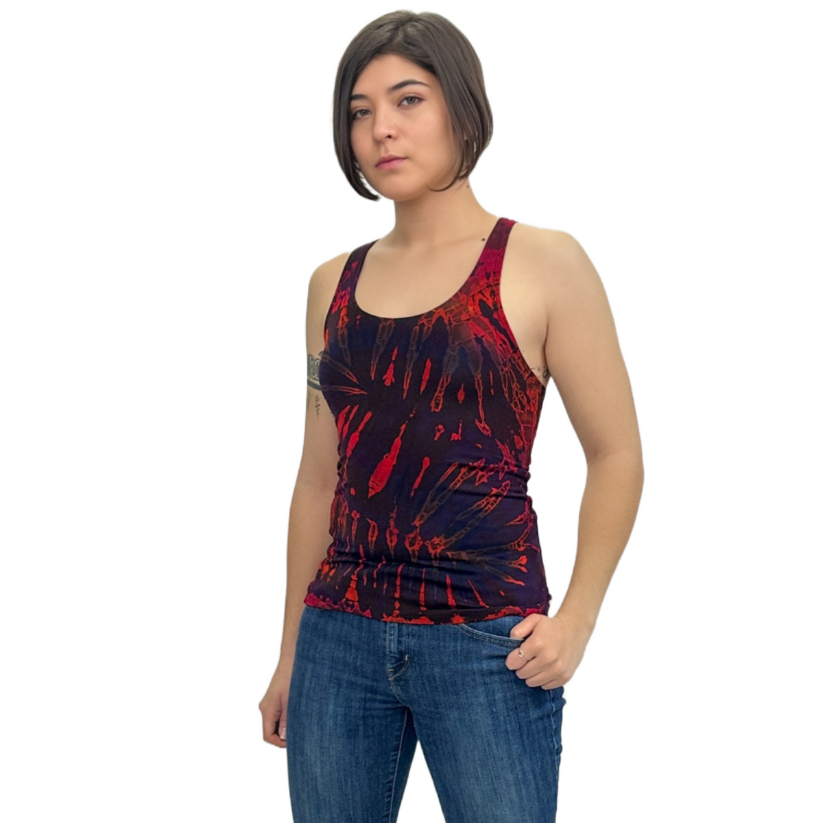 Tie-Dye Braided Racerback Rayon Tank Top