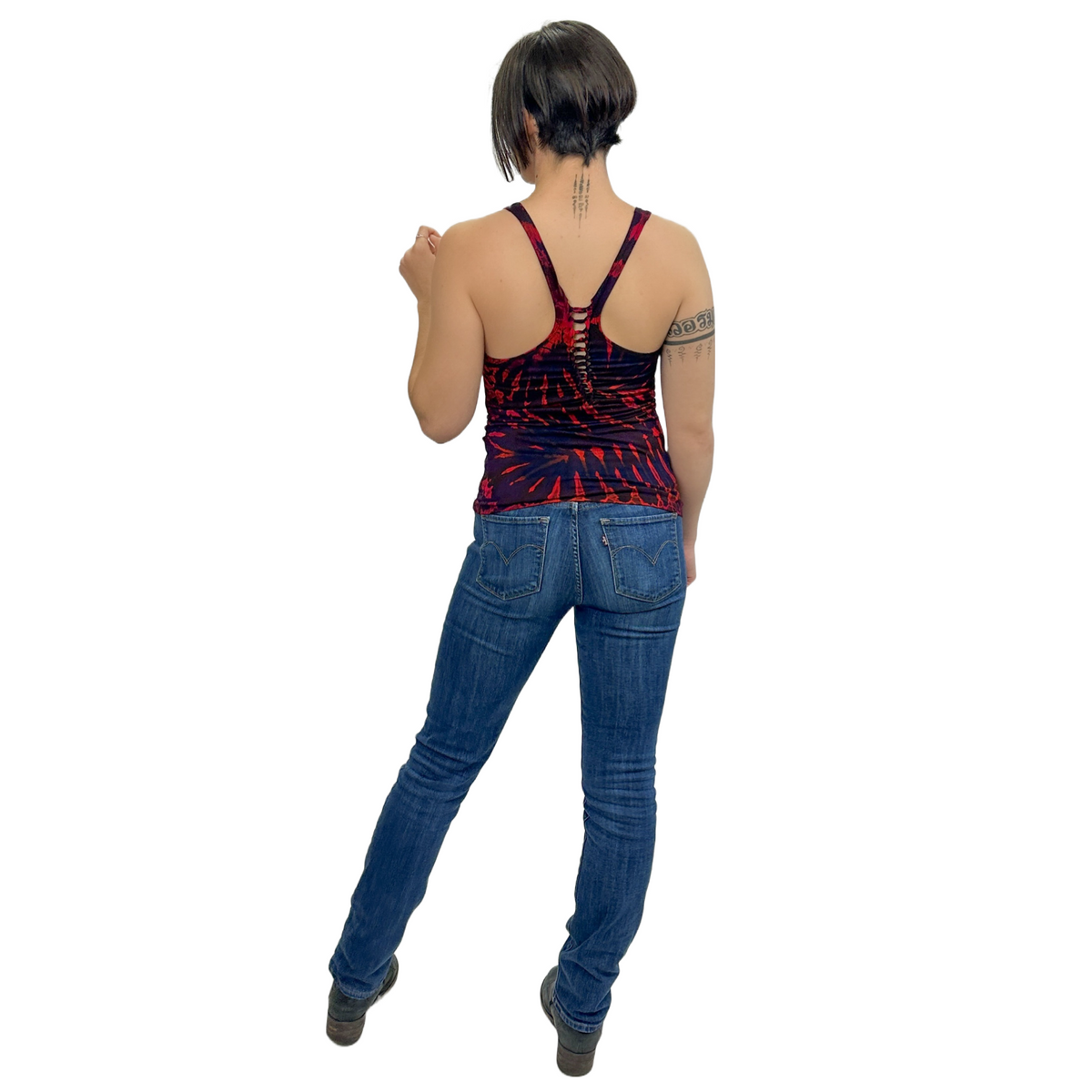 Tie-Dye Braided Racerback Rayon Tank Top