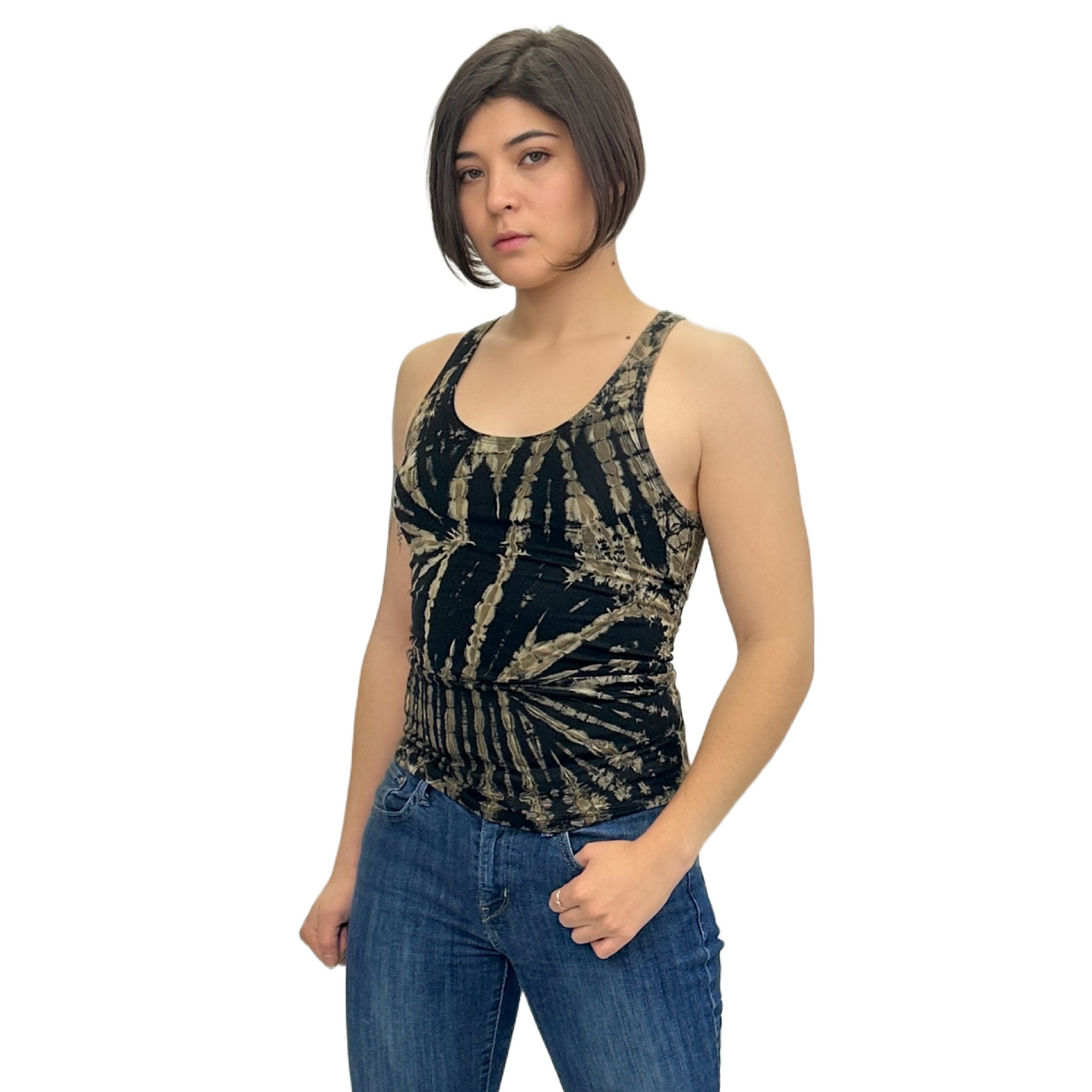 Tie-Dye Braided Racerback Rayon Tank Top