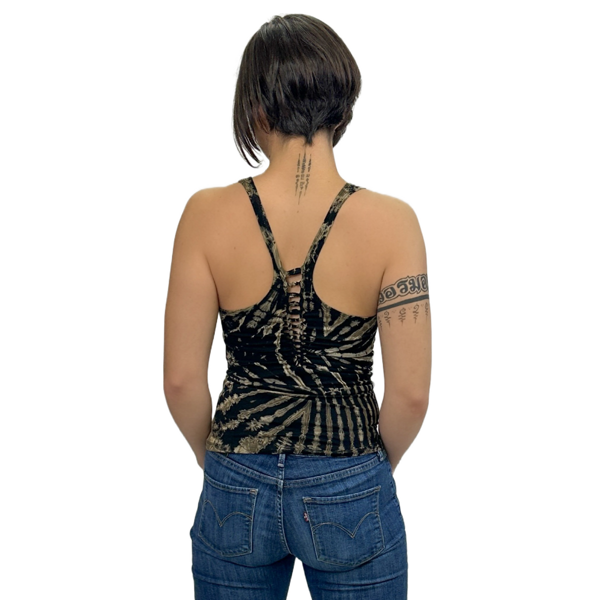 Tie-Dye Braided Racerback Rayon Tank Top