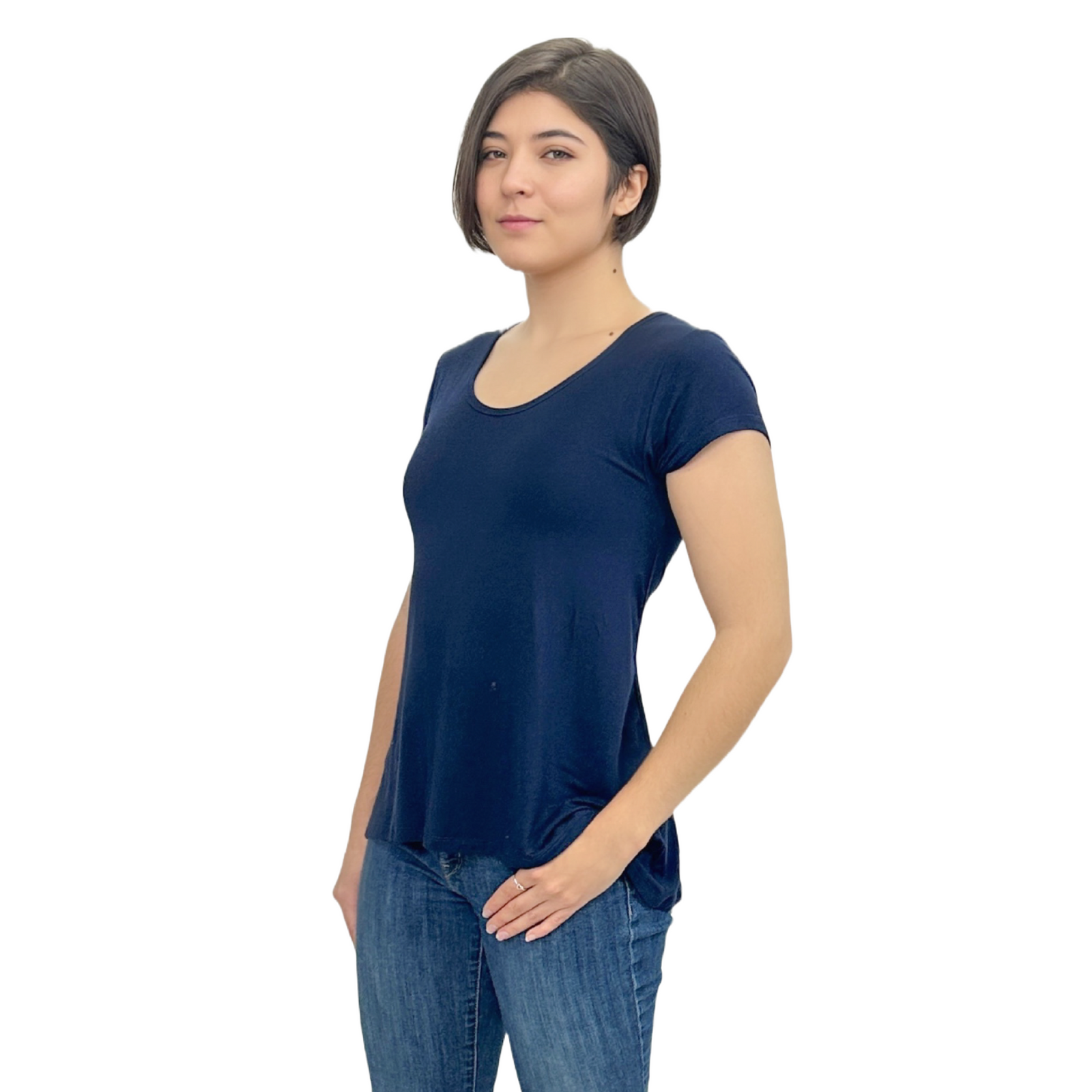 Classic Colors Cap Sleeve Button Back Rayon Top