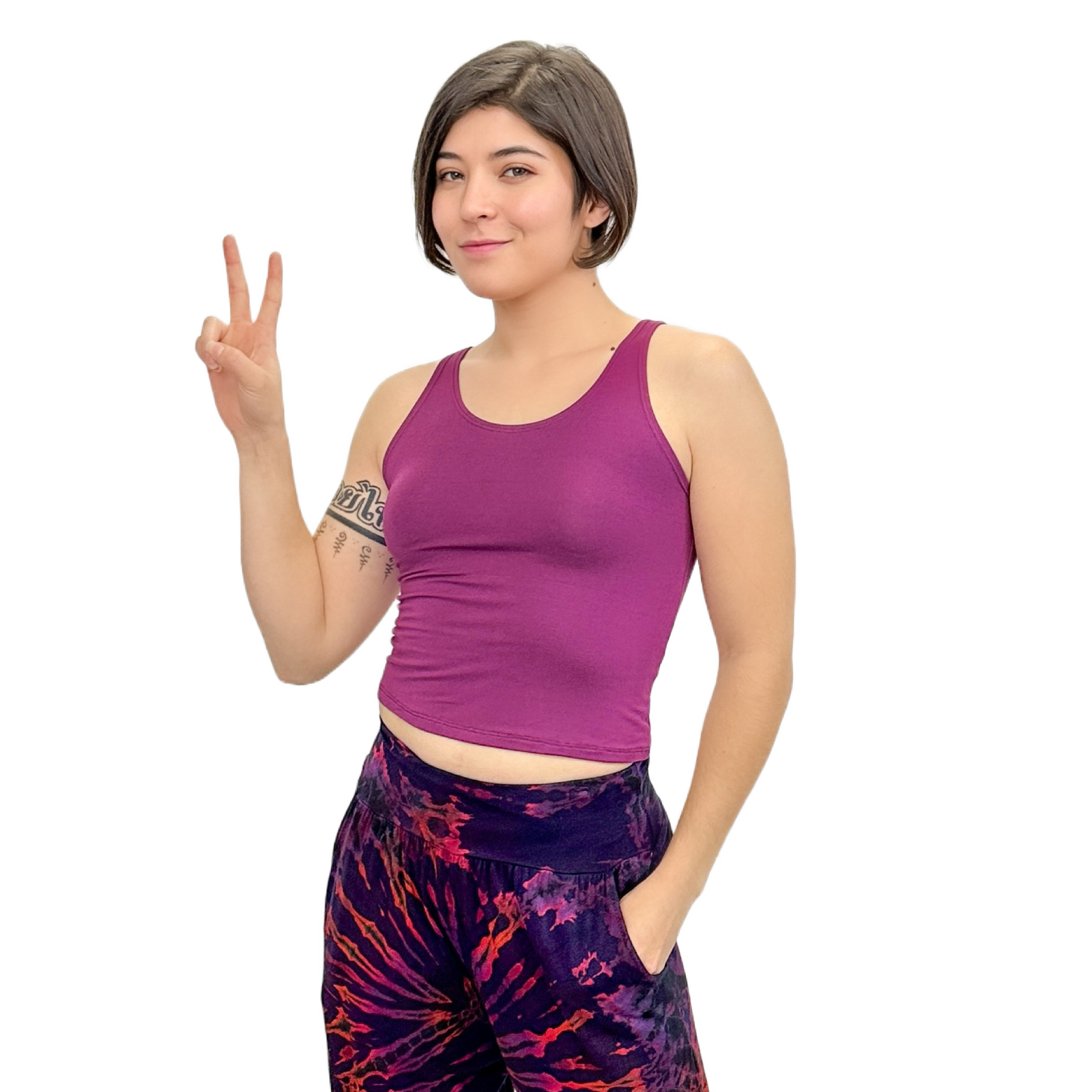 Classic Colors High-Neck Stretchy Rayon Crop Top