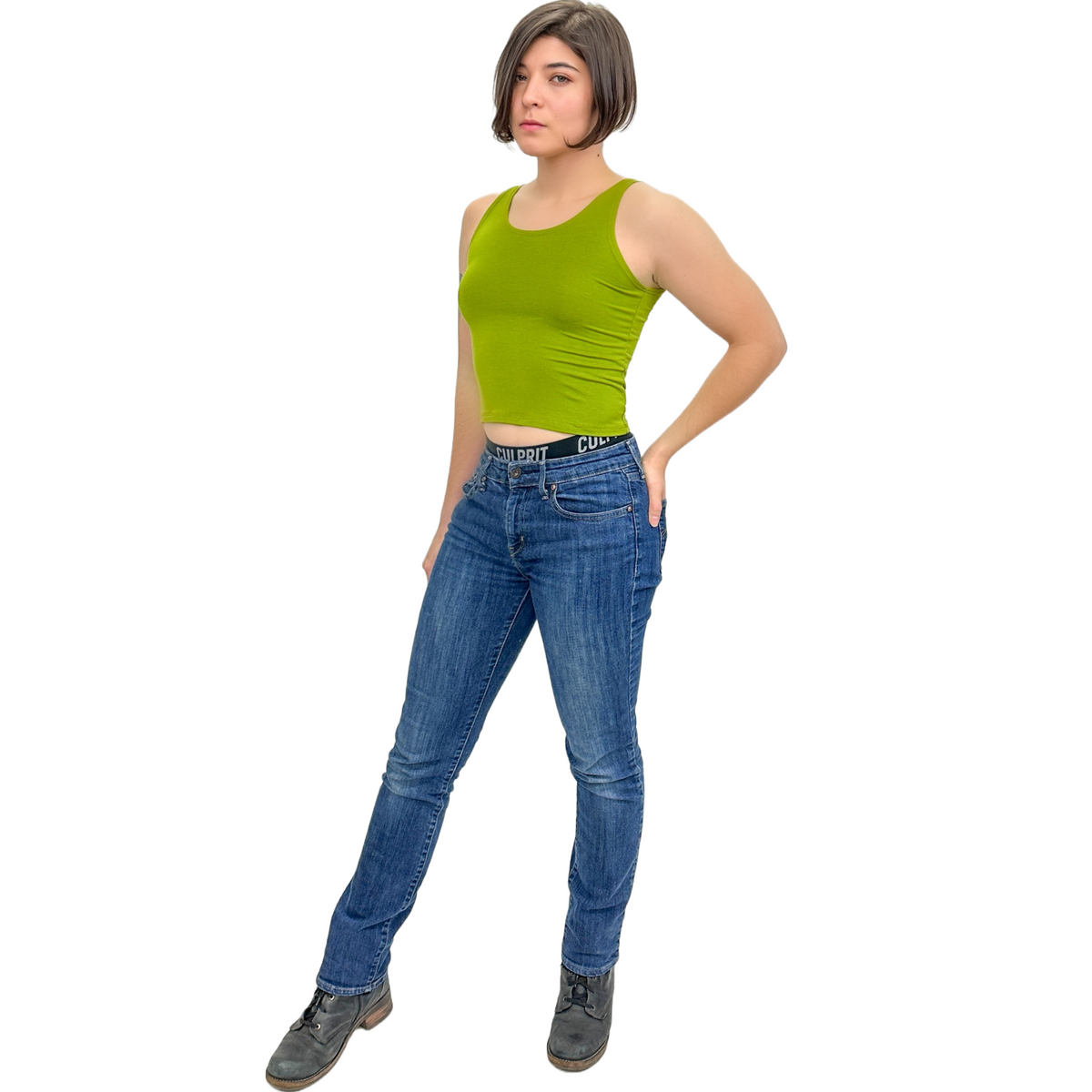 Classic Colors High-Neck Stretchy Rayon Crop Top