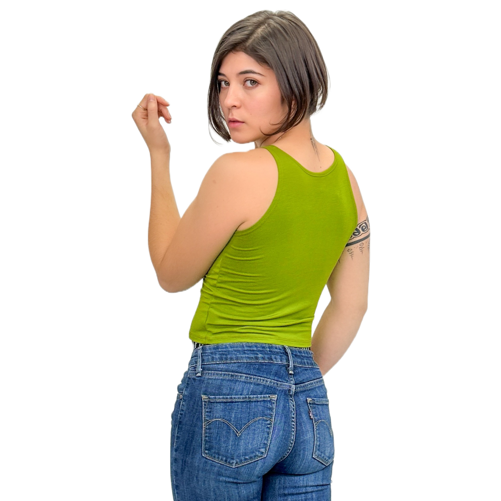 Classic Colors High-Neck Stretchy Rayon Crop Top