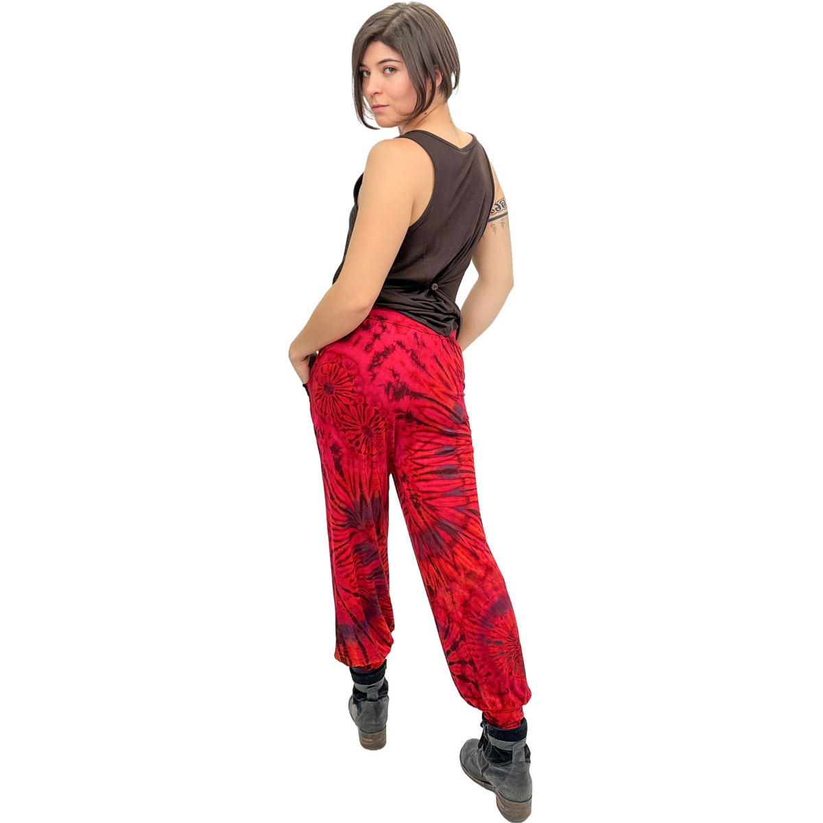 Full Tie-Dye Stretchy Rayon Jogger Style Harem Pants