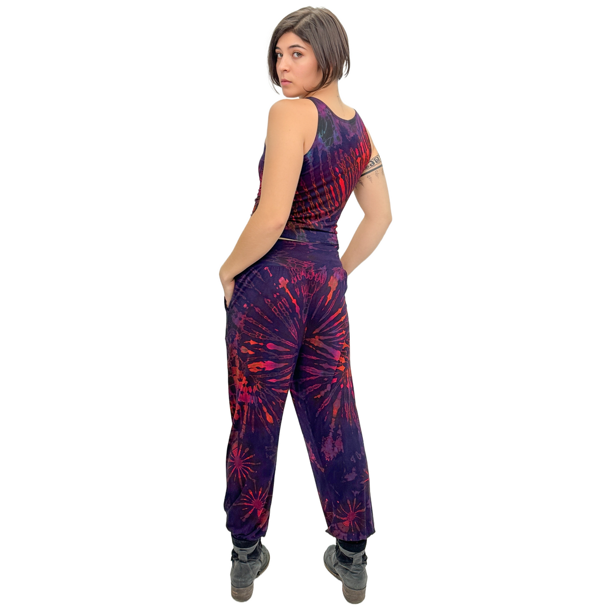Full Tie-Dye Stretchy Rayon Jogger Style Harem Pants