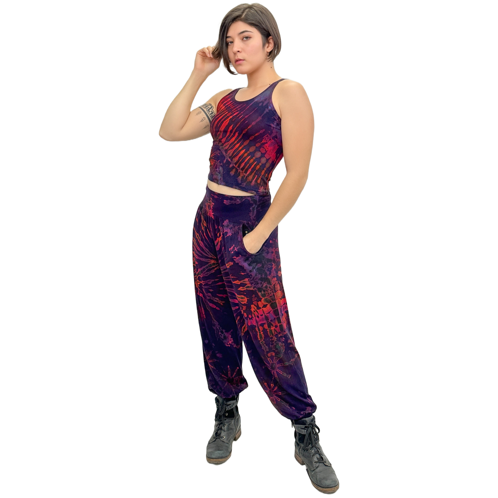Full Tie-Dye Stretchy Rayon Jogger Style Harem Pants