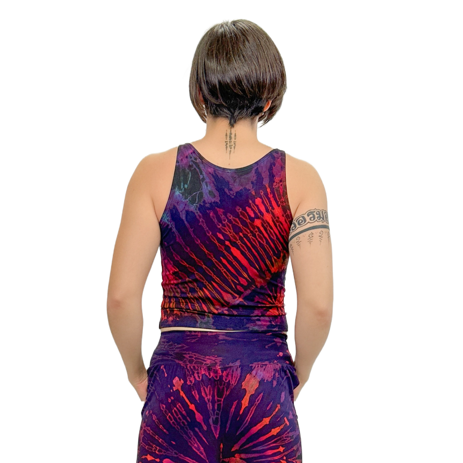 Tie-Dye High Neck Stretchy Rayon Crop Top