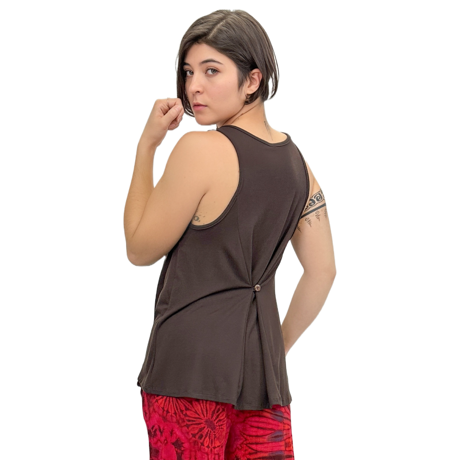 Classic Colors Sleeveless Button Back Rayon Tank Top