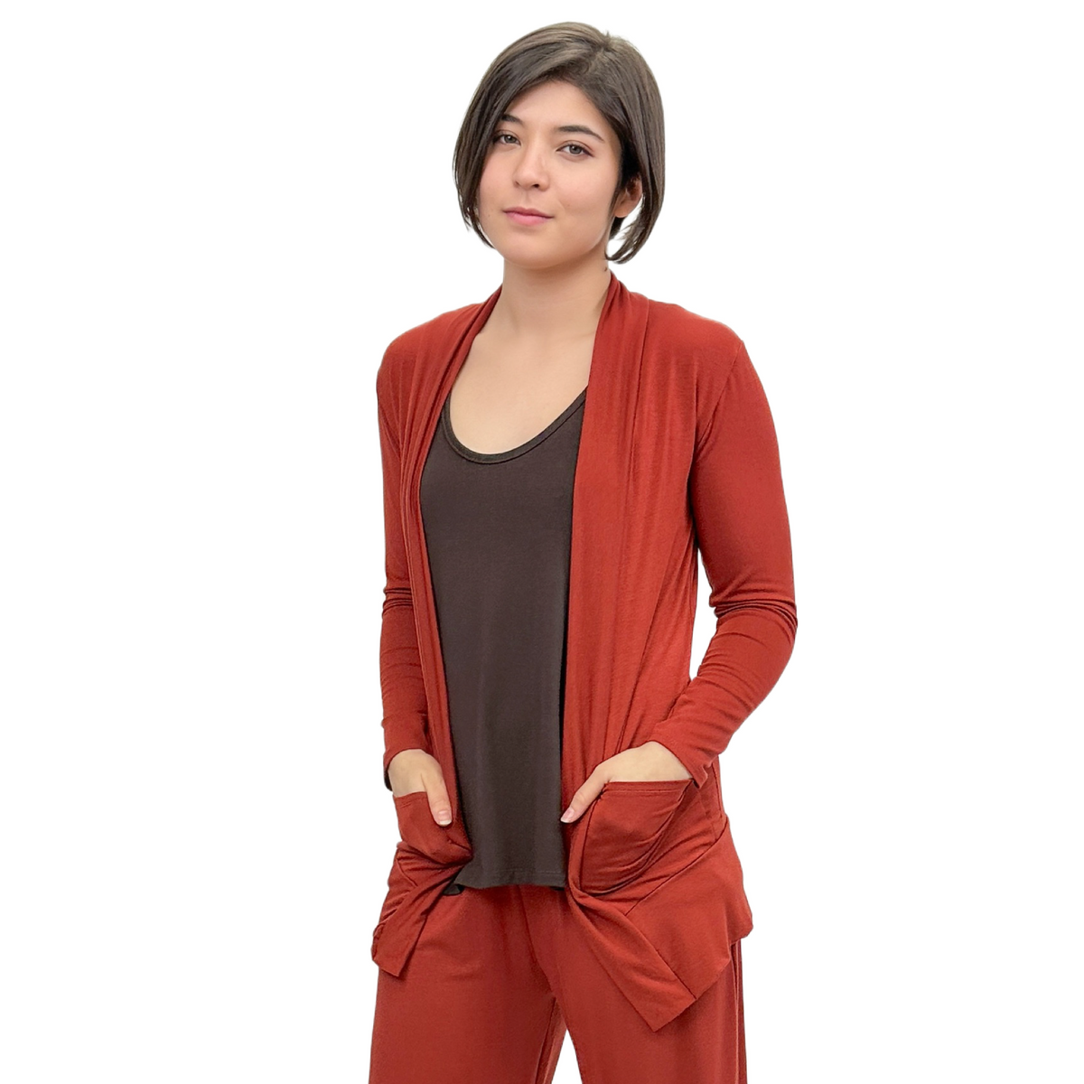 The Pocket Cardigan | Lightweight Open Front Stretchy Rayon Cardigan