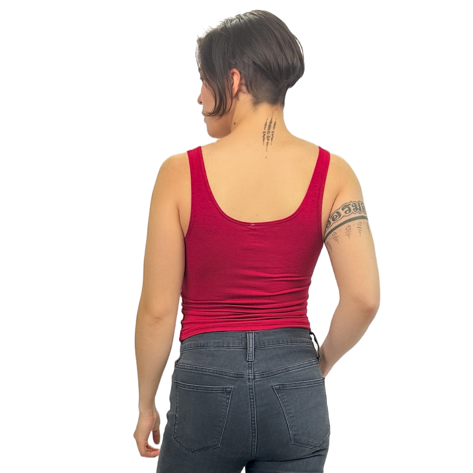 Classic Colors Scoop Neck Stretchy Rayon Crop Top