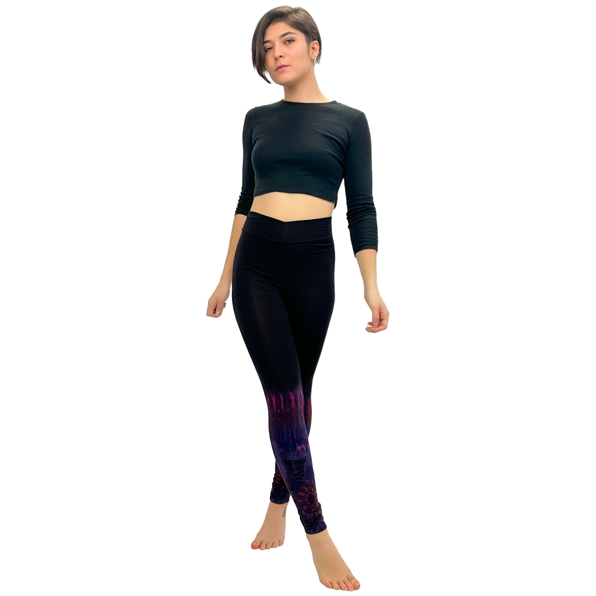 Half Tie-Dye Long Length Stretchy Rayon Leggings