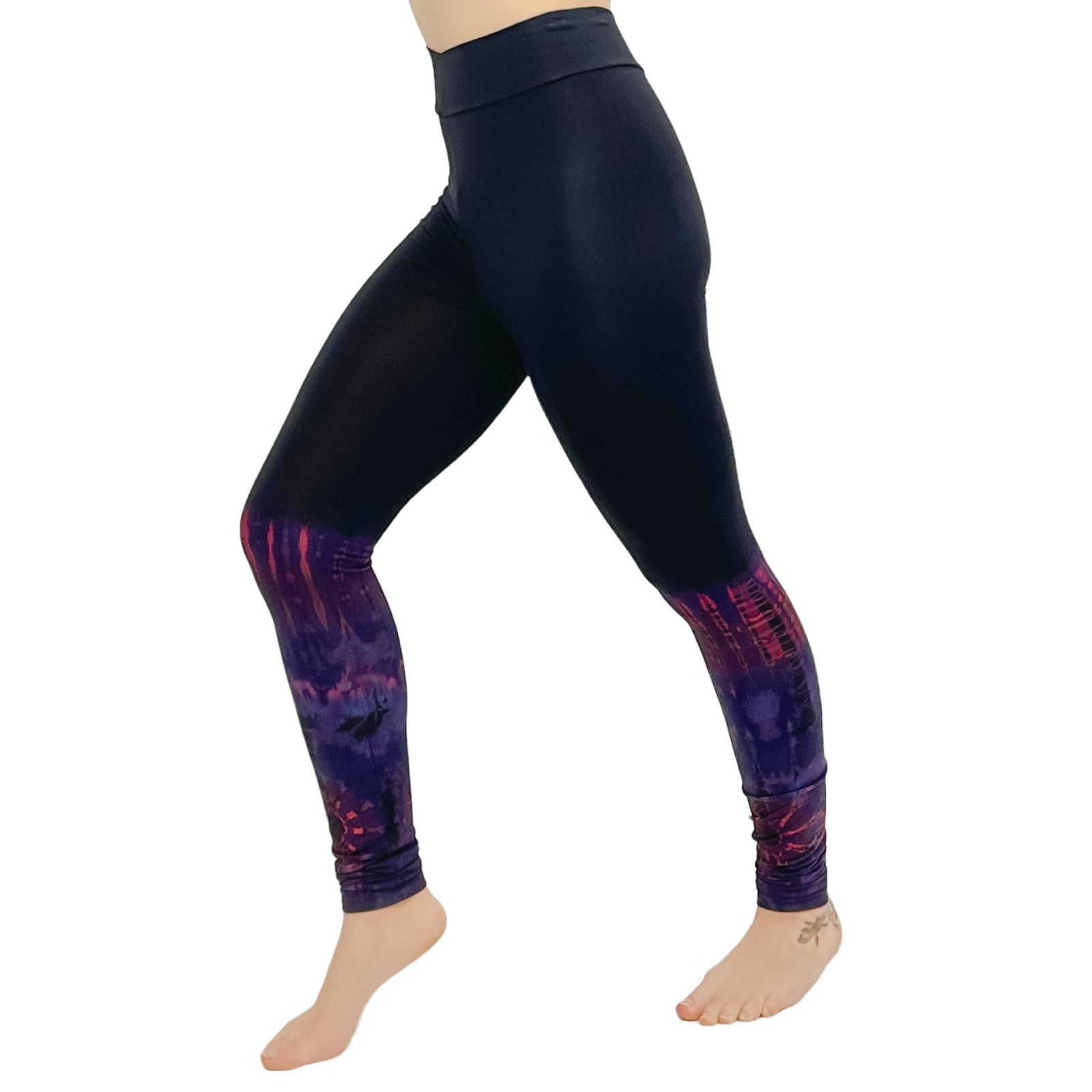 Half Tie-Dye Long Length Stretchy Rayon Leggings
