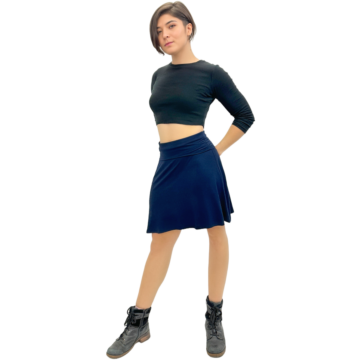 Classic Colors Knee-Length Stretchy Rayon Skirts