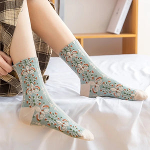 Pretty Patterned Cotton Socks