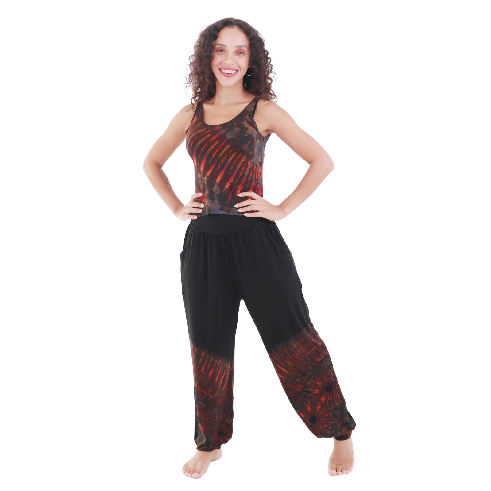 shop handmade harem pants at malisun! one size fits most | half tie-dye colors collection