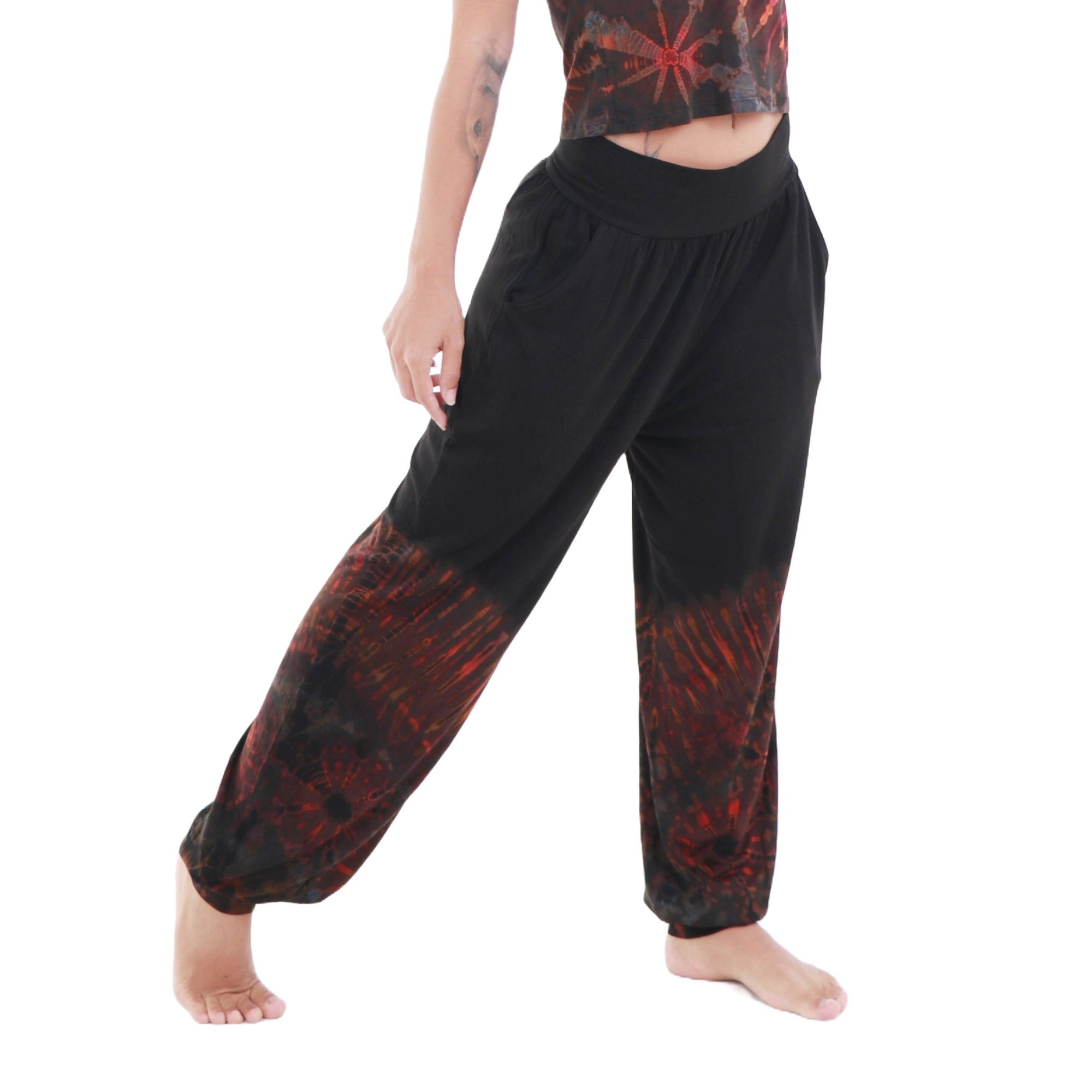 shop handmade harem pants at malisun! one size fits most | half tie-dye colors collection