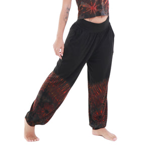 handmade wide waist band harem pants | brown tie-dye | one size (see size guide) 