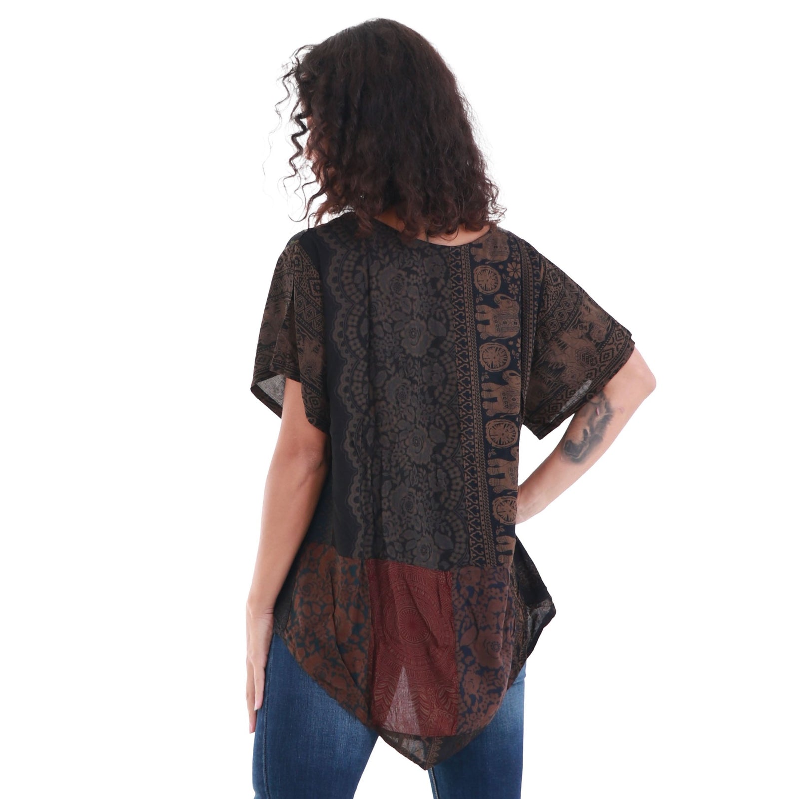 Oversized Upcycled Rayon Unisex Short Sleeve Patchwork Top