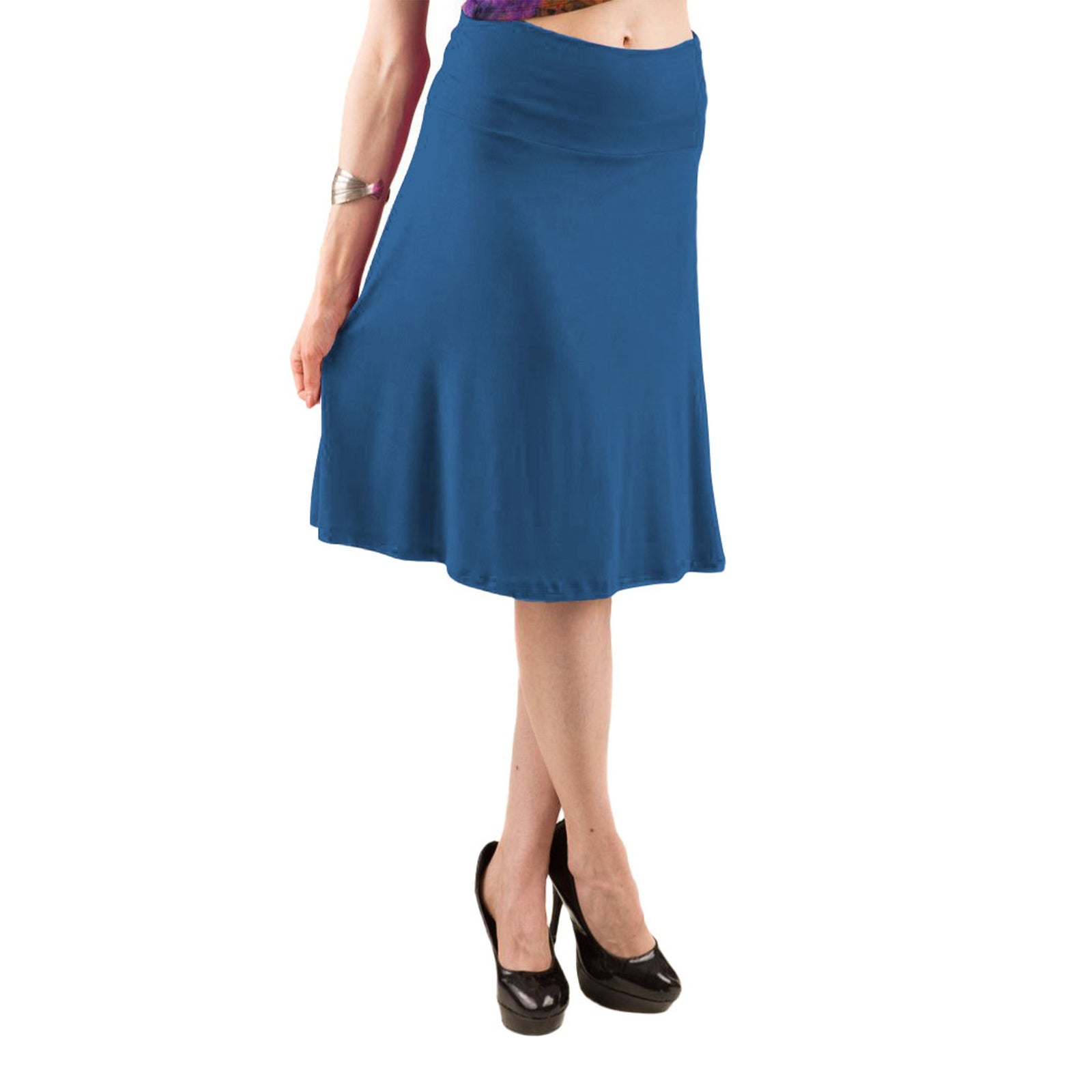 Classic Colors Knee-Length Stretchy Rayon Skirts