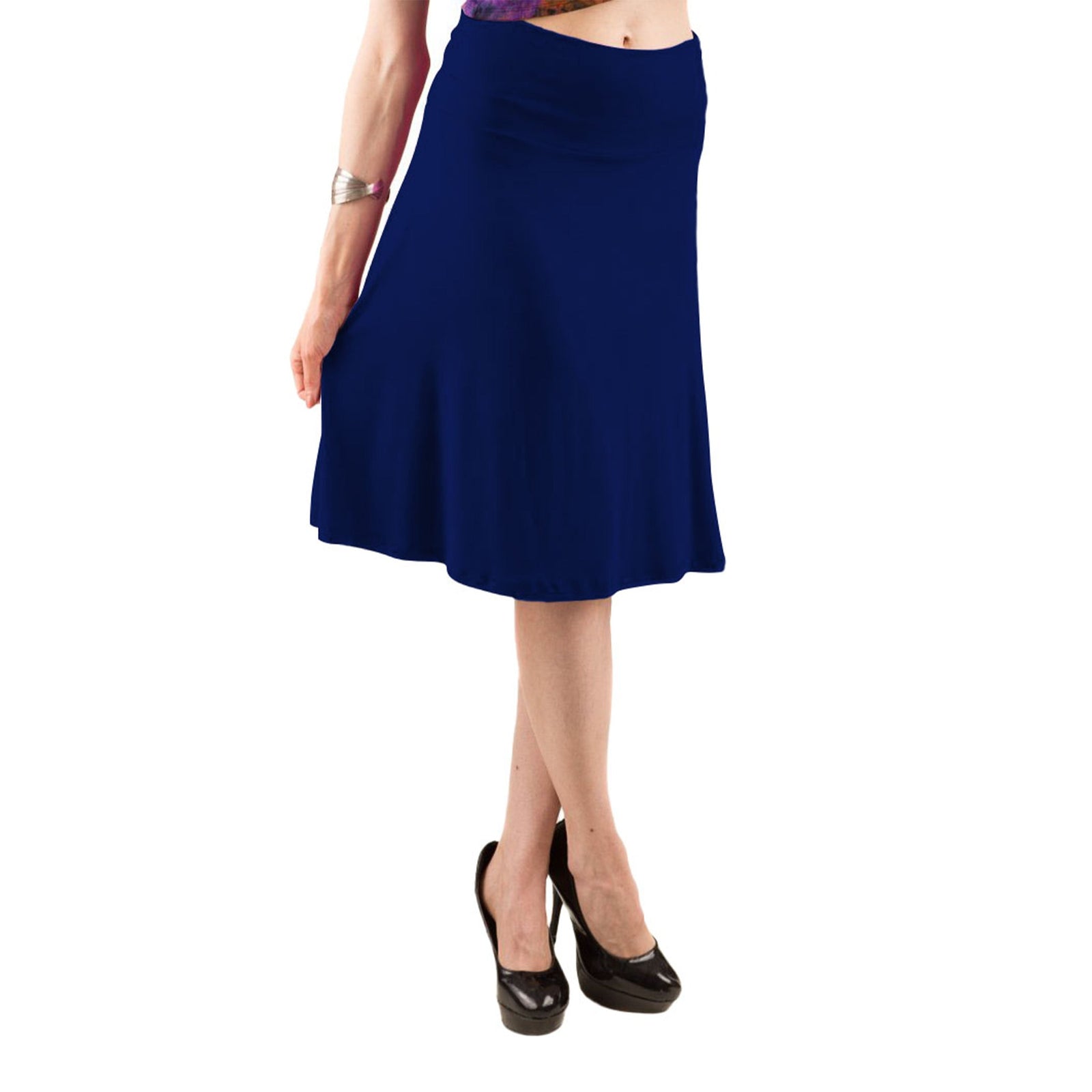 Classic Colors Knee-Length Stretchy Rayon Skirts