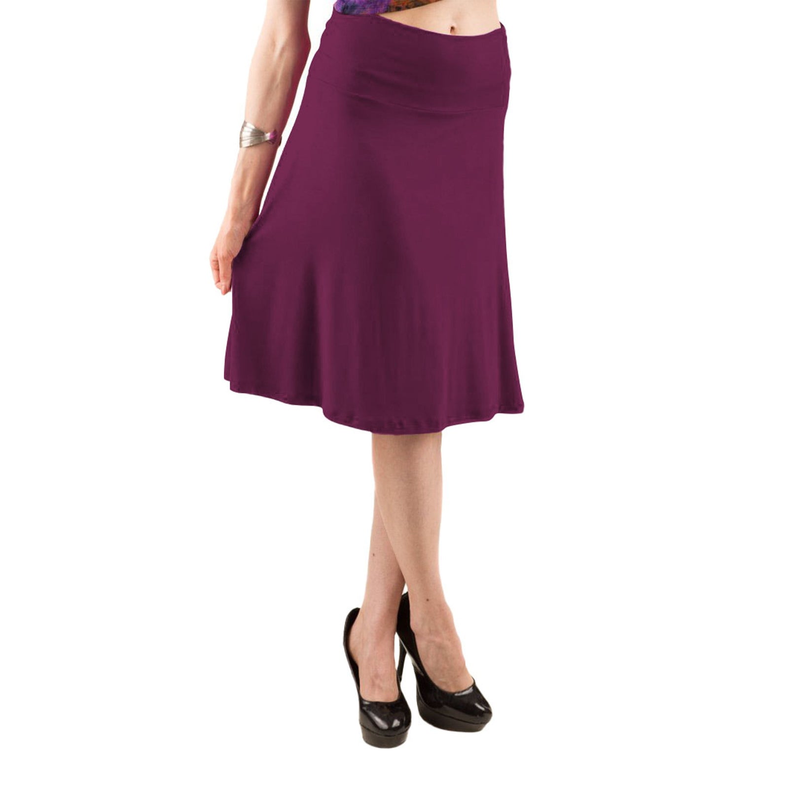 Classic Colors Knee-Length Stretchy Rayon Skirts