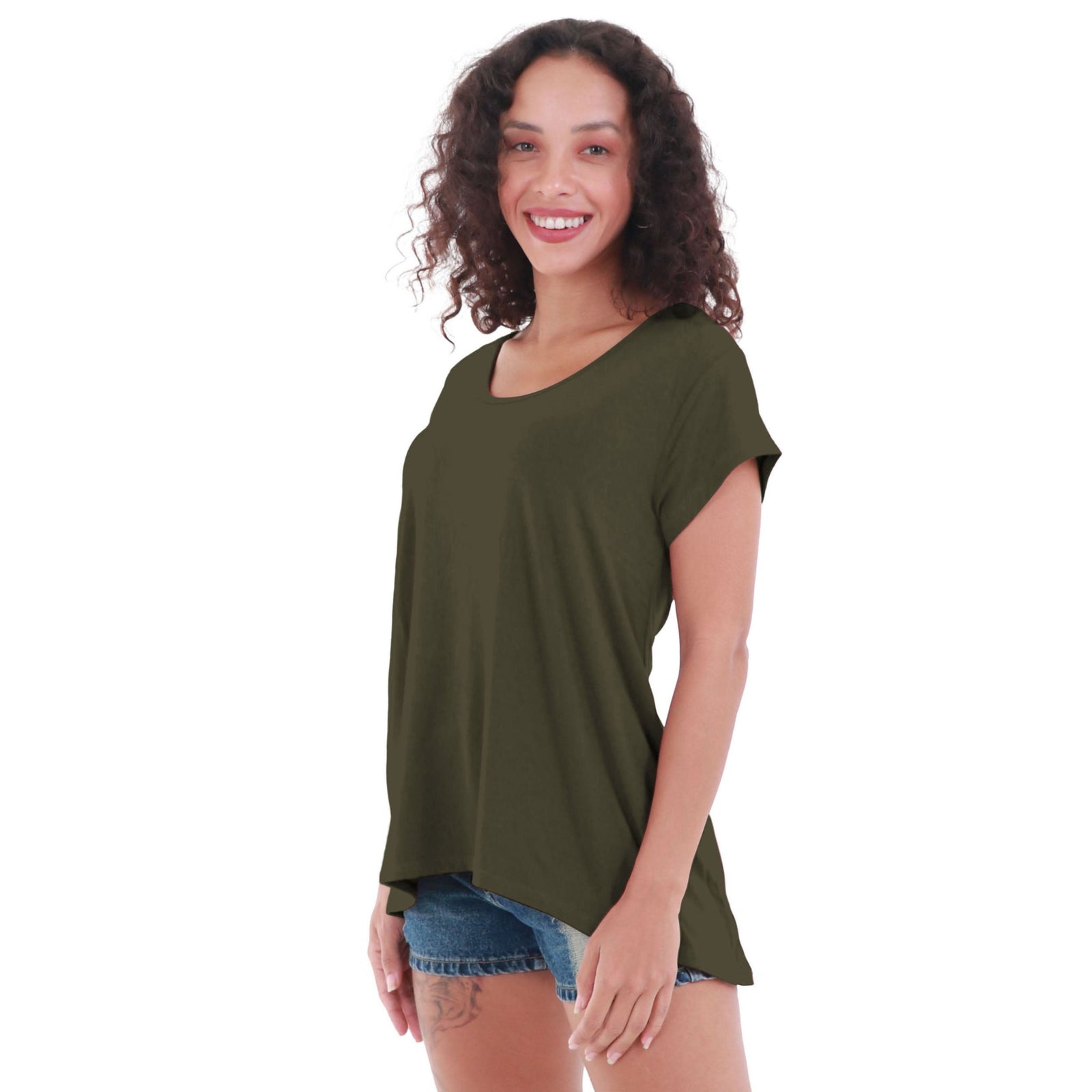 Classic Colors Cap Sleeve Button Back Rayon Top