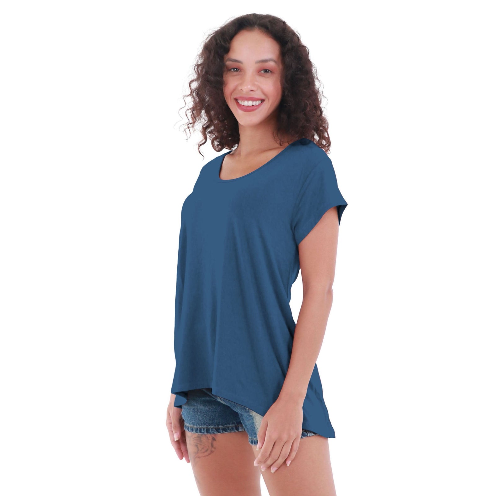 Classic Colors Cap Sleeve Button Back Rayon Top