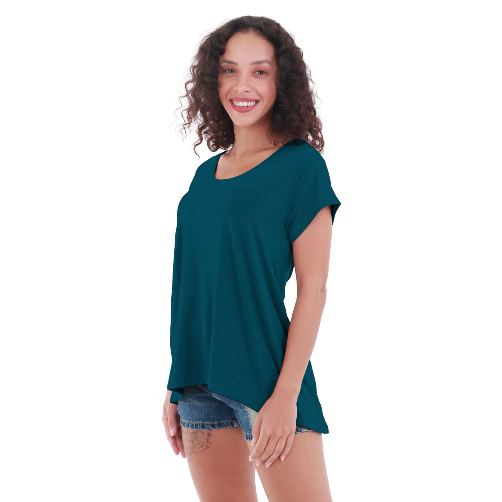 Classic Colors Cap Sleeve Button Back Rayon Top