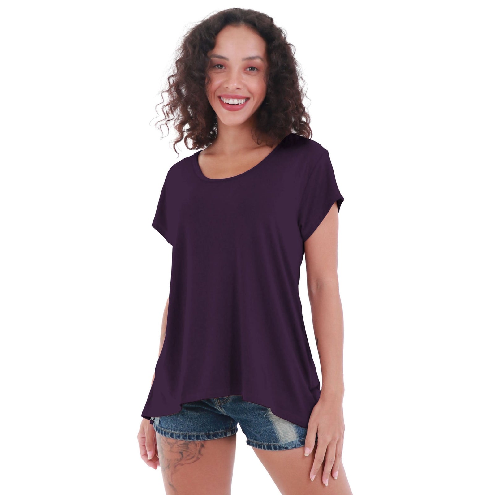 Classic Colors Cap Sleeve Button Back Rayon Top