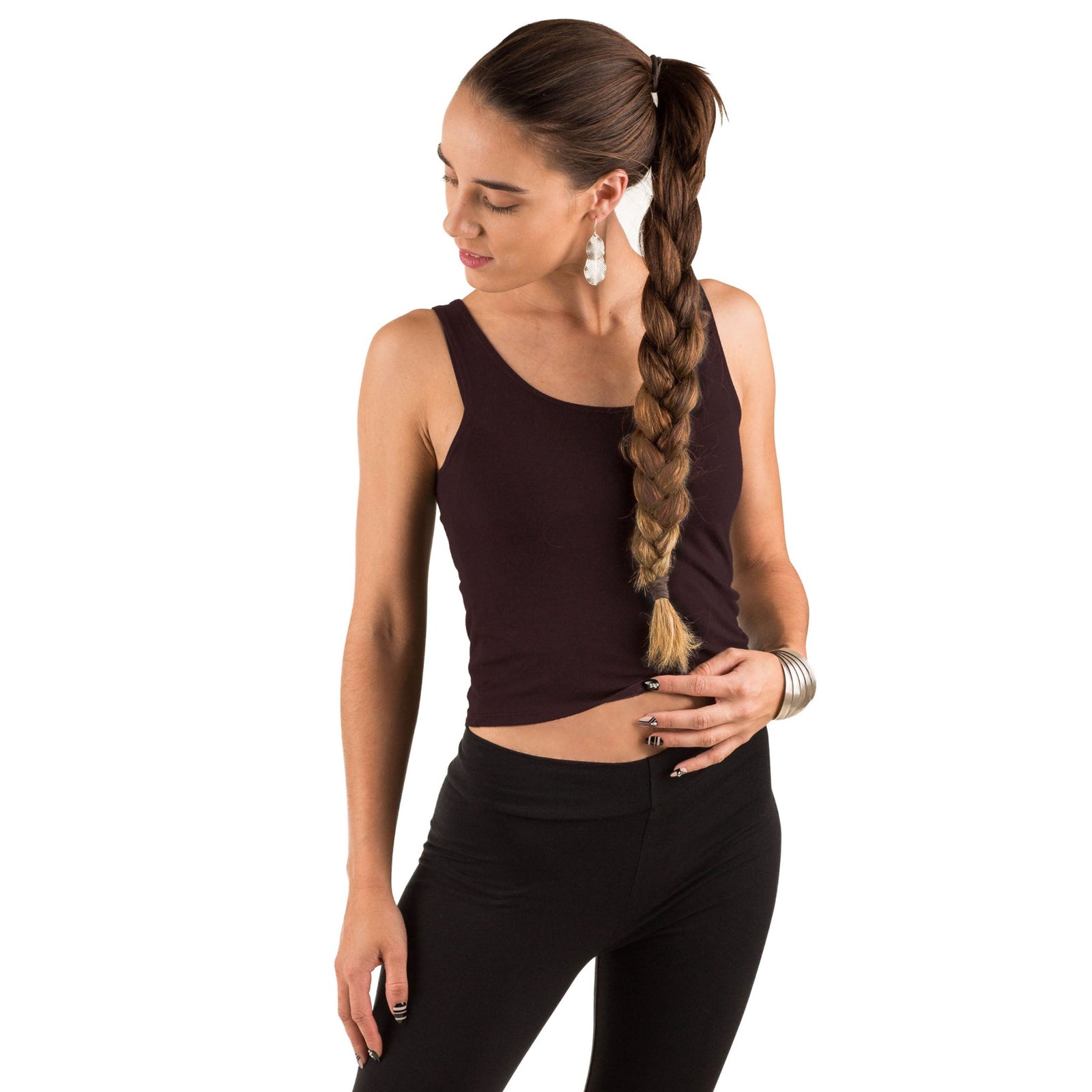 Classic Colors Scoop Neck Stretchy Rayon Crop Top