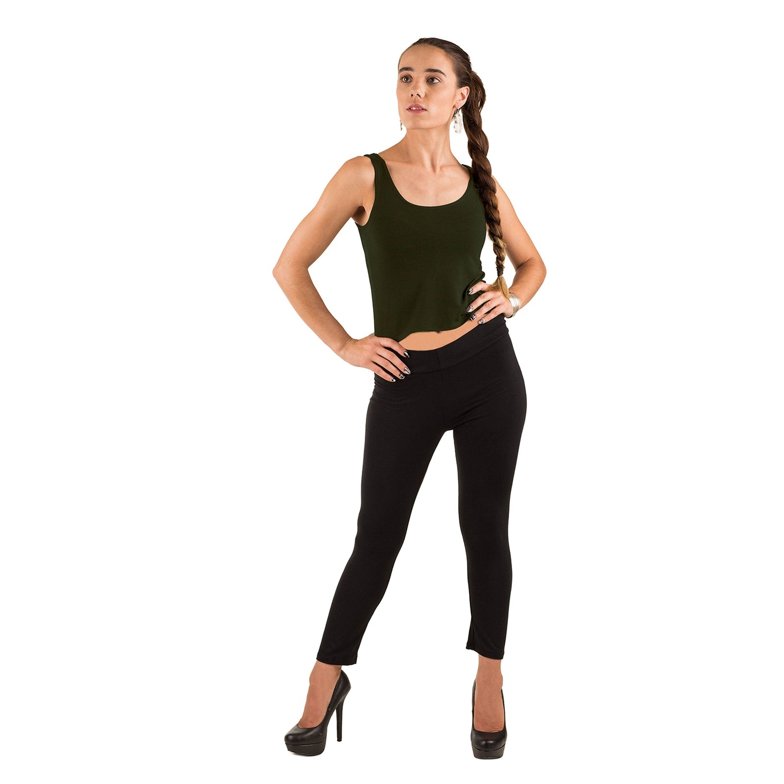 Classic Colors Scoop Neck Stretchy Rayon Crop Top