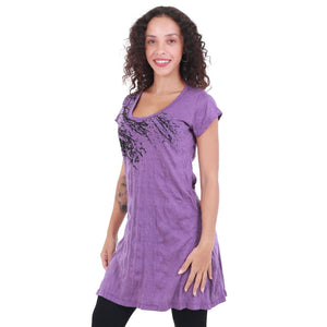 Beautiful Branches Screen Printed Graphic Design Short Sleeve Tunic