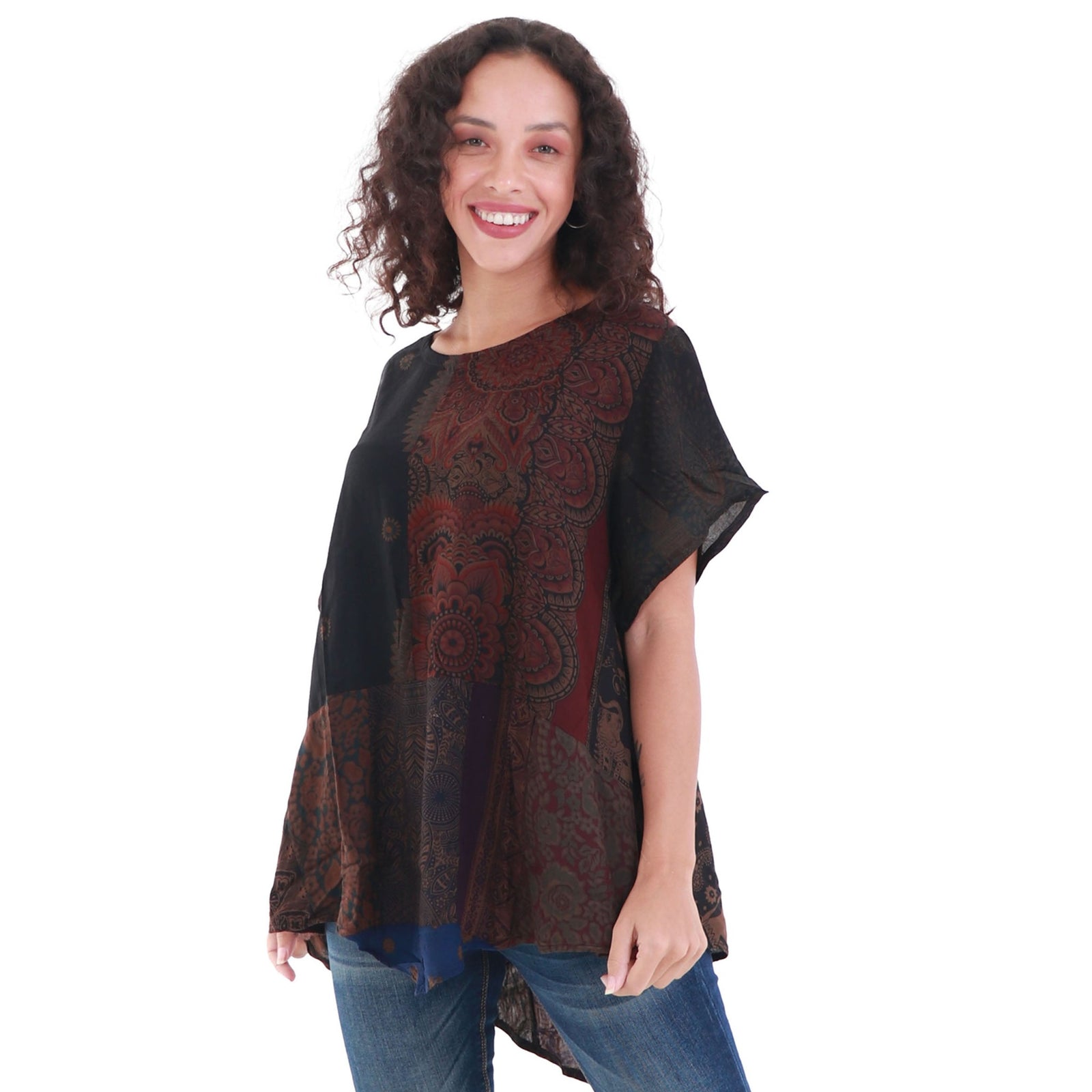 Oversized Upcycled Rayon Unisex Short Sleeve Patchwork Top