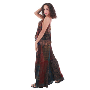 Upcycled Rayon Patchwork Wide-Leg Drawstring Pants