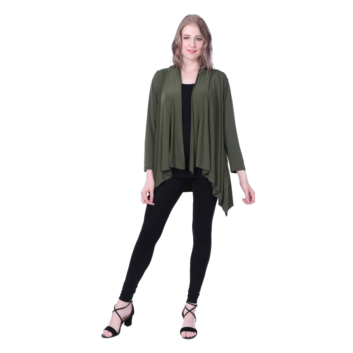 Sharkbite Style Stretchy Rayon Open Front Cardigan