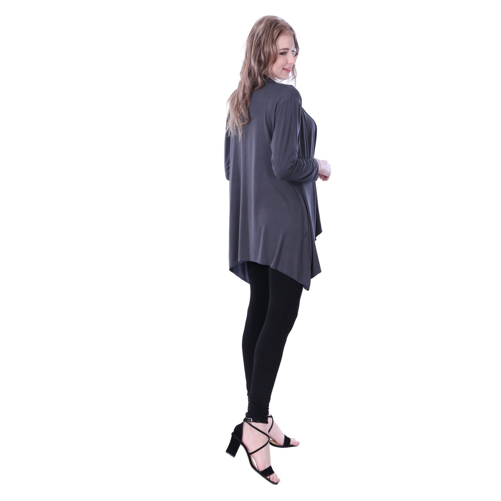Sharkbite Style Stretchy Rayon Open Front Cardigan