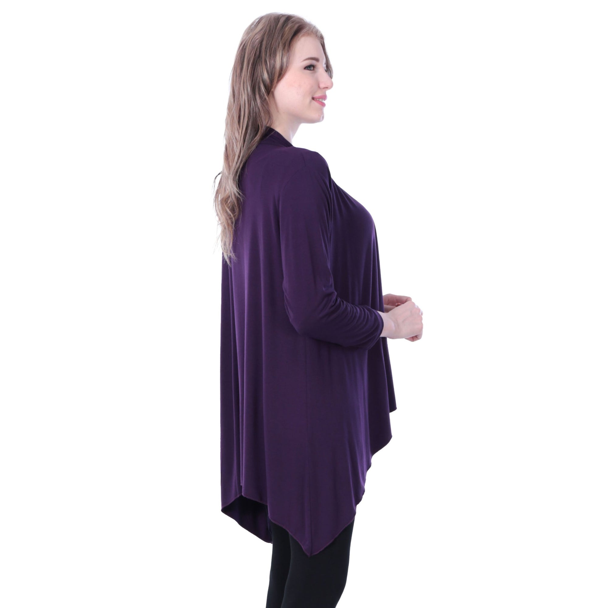 Sharkbite Style Stretchy Rayon Open Front Cardigan
