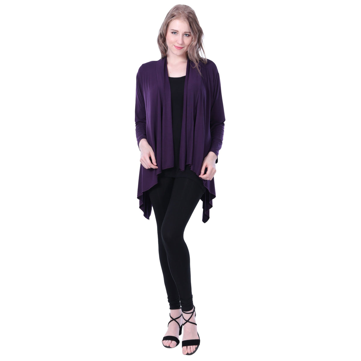 Sharkbite Style Stretchy Rayon Open Front Cardigan