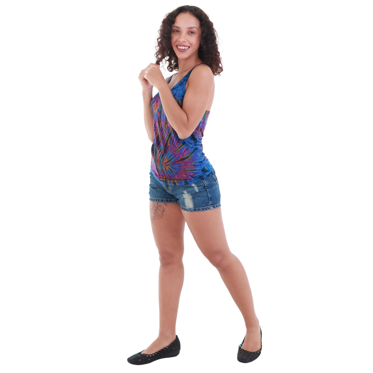 Tie-Dye Braided Racerback Rayon Tank Top