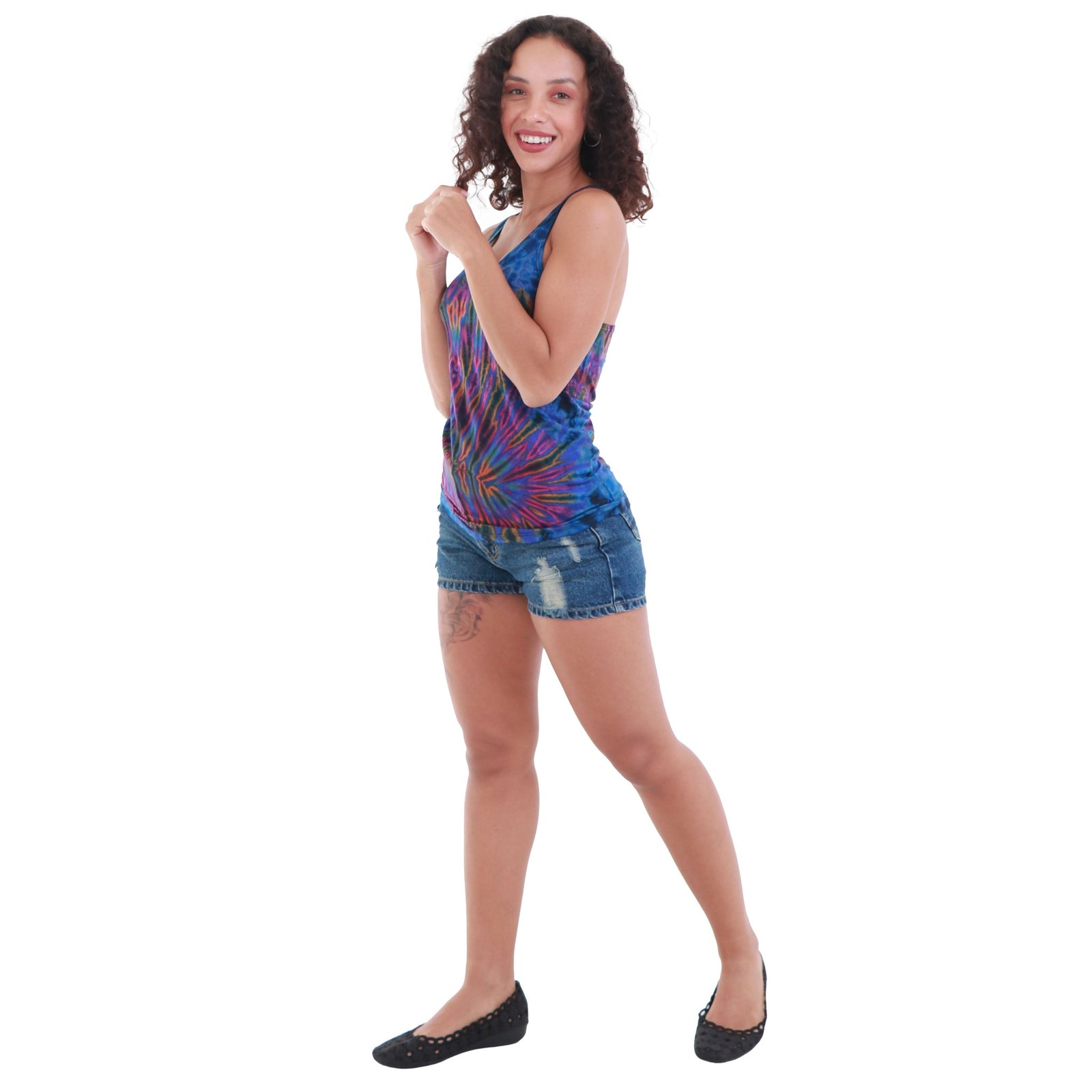 Tie-Dye Braided Racerback Rayon Tank Top