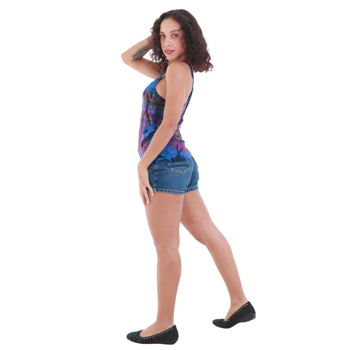 Tie-Dye Braided Racerback Rayon Tank Top