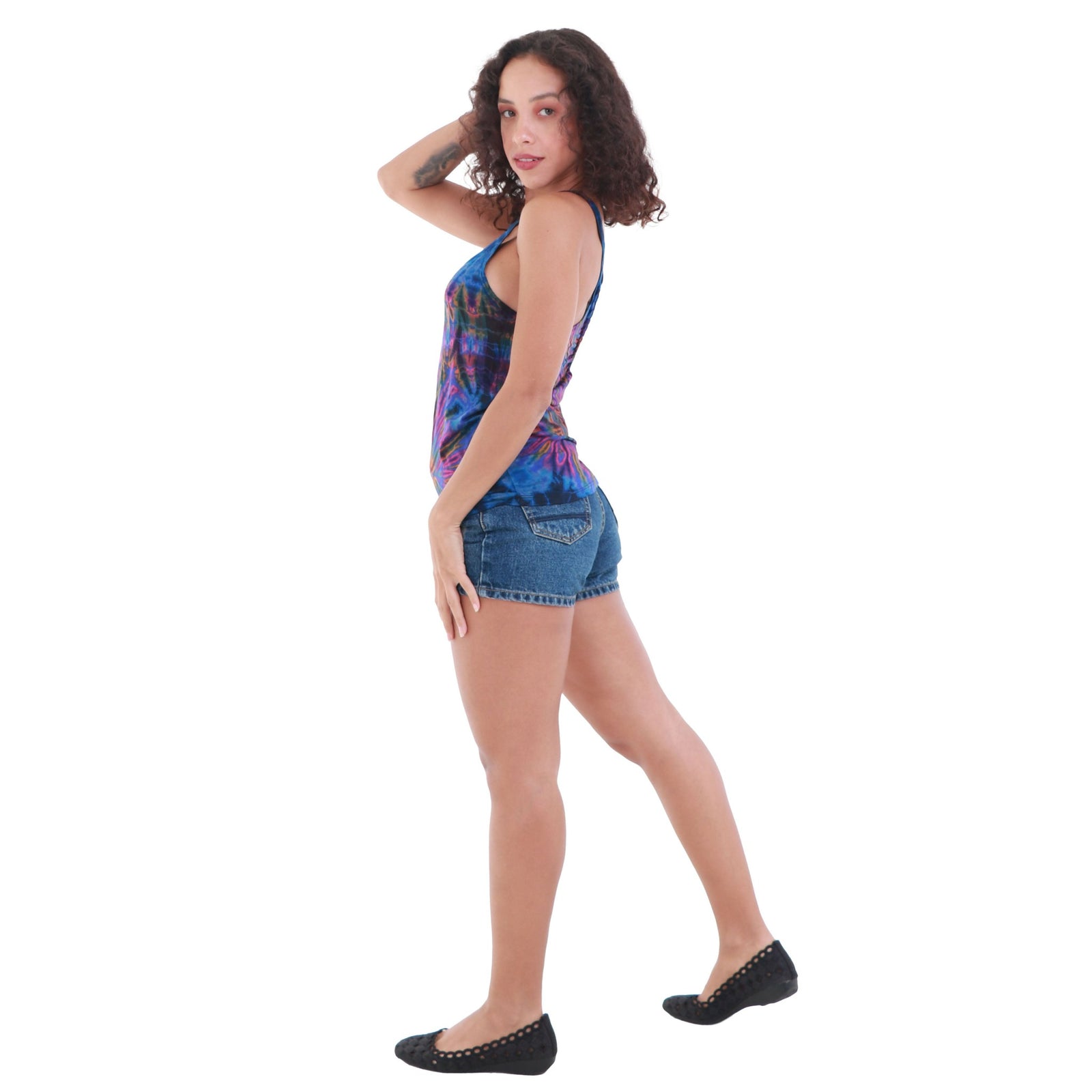 Tie-Dye Braided Racerback Rayon Tank Top