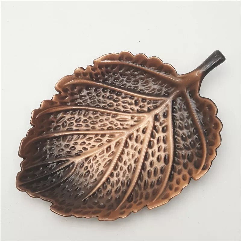 Copper & Brass Natural Leaf Decor Catch All Coasters