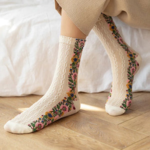 Trail of Flowers Cotton Fashion Socks