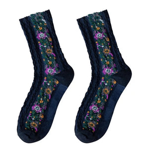 Trail of Flowers Cotton Fashion Socks