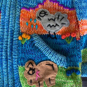 Kids Appliqué Knit Zip-Up Hooded Sweater