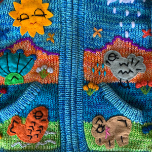 Kids Appliqué Knit Zip-Up Hooded Sweater