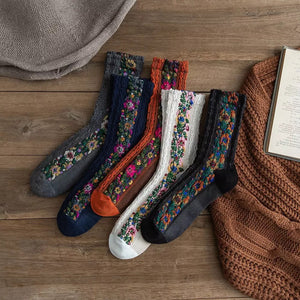 Trail of Flowers Cotton Fashion Socks