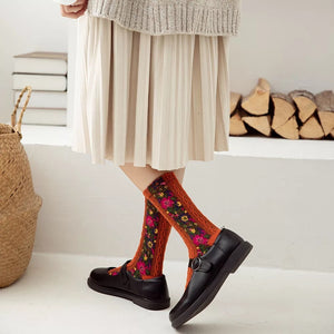 Trail of Flowers Cotton Fashion Socks